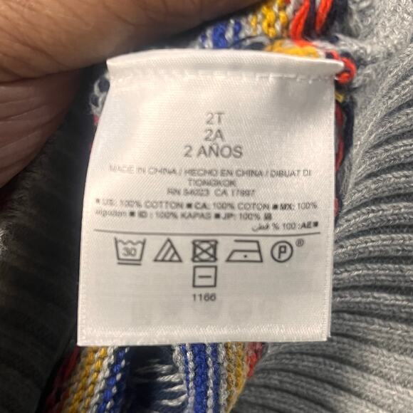 Old Navy 2T Colorful Fair Isle Sweater Toddler Knit Cozy Warm Cute Gray - Picture 6 of 6